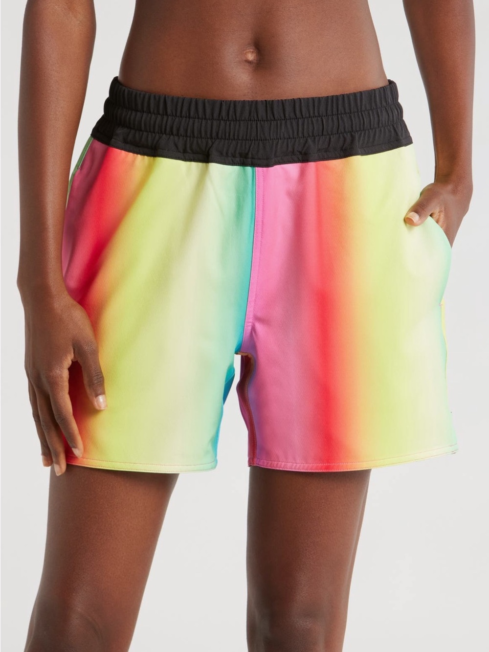 NWOT TomboyX 5-Inch Reversible Board Shorts in Melting Rainbow Size Medium - Picture 3 of 10